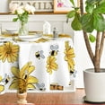 thumbnail image 3 of Summer Tablecloth 60×60 Inch Round, Yellow Sunflower Bumble Bee White Fall Washable Table Cover for Party Picnic Dinner Decor, 3 of 6