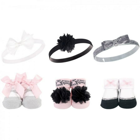 UPC: 0660168582796 | Hudson Baby Infant Girl Headband and Socks Giftset 6pc  Silver Ballet  One Size