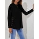 thumbnail image 5 of Camiseta de Mujer Jumpingount AP003892-05 Color Sólido Botón Casual Cuello Manga Larga Otoño Blusa Sudadera Negro S, 5 of 6