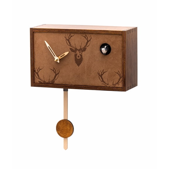 KuckuFrame Quartz Cuckoo Clock Wall Clock and Table Clock with Music Noble look with velour