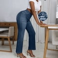 thumbnail image 6 of GUACER Womens Wide Leg Pants Trendy Jean Look High Waisted Stretchy Casual Work Trousers With Pockets, 6 of 9