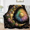 thumbnail image 6 of 1pc Unique Bohemian Sun and Moon Blanket - Soft, Festive, All-Season Flannel Fleece, Digital Print, 200-250gsm, Dreamy Gift for Home Decor, 6 of 6
