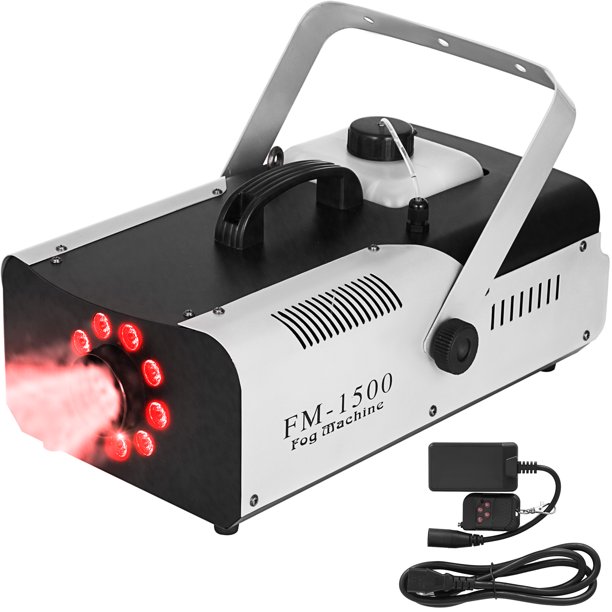 VEVOR 1500W Fog Machine 2L 9 LED Lights Smoke Machine Fog Portable with