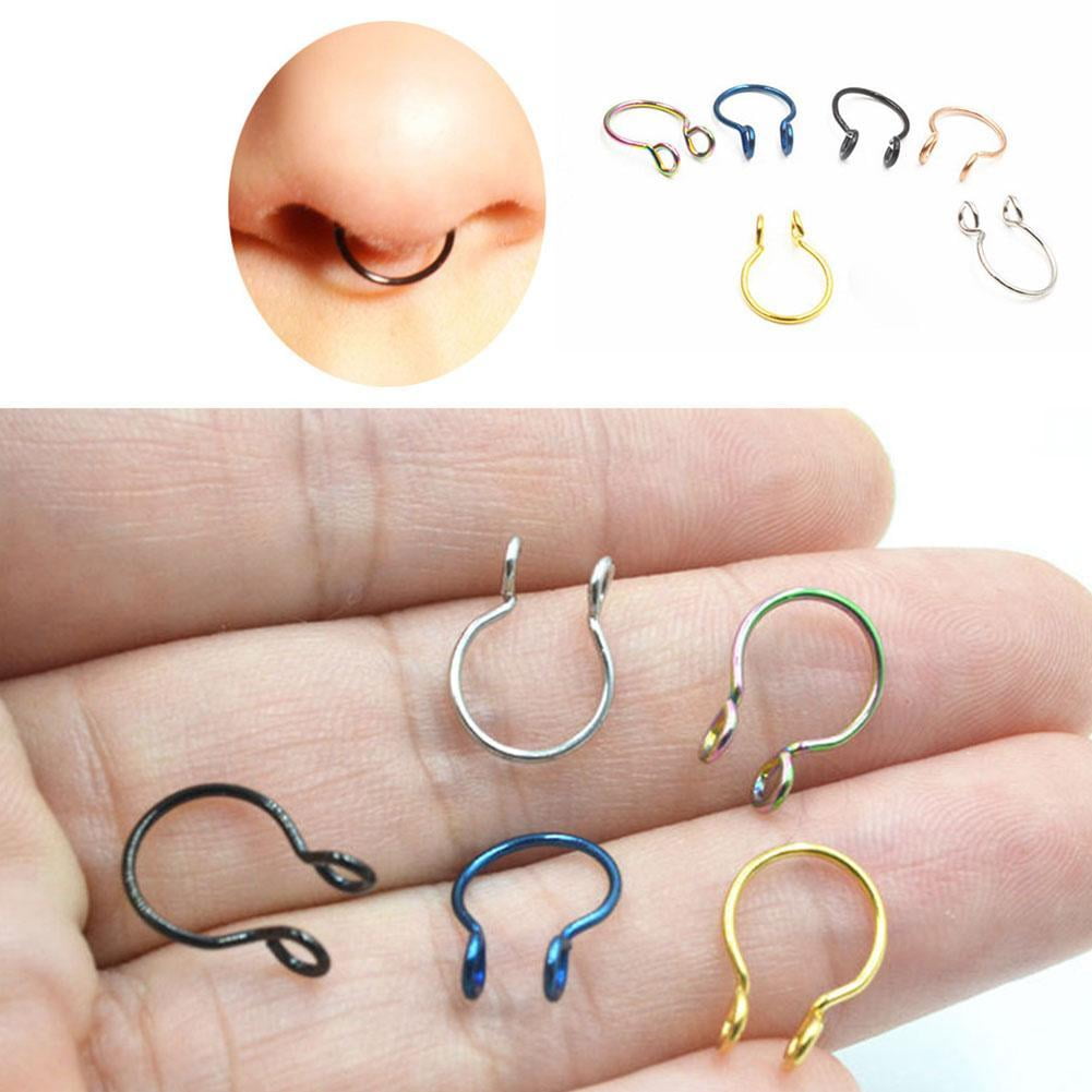 Fake Septum Ring Nose Non Pierced Cuff Silver Gold Jewelry Fake Faux Piercing Walmart