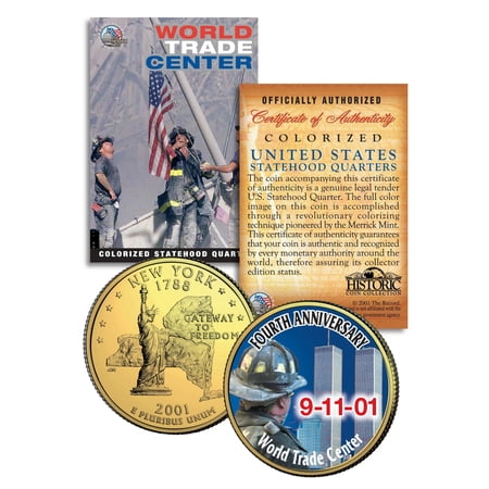 WORLD TRADE CENTER * 4th Anniversary * 9/11 NY Quarter Coin 24K Gold Plated WTC