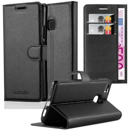 Cadorabo Case for Huawei P8 LITE 2017 / P9 LITE 2017 Cover in OXID BLACK magnetic closure