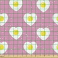 thumbnail image 2 of Ambesonne Romantic Fabric by the Yard Upholstery, Heart Shaped Eggs Design, 5 Yards, Pink Mustard and White, 2 of 5