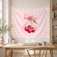 thumbnail image 5 of Pink Ribbon and Cherry Illustration Tapestry, 5 of 7