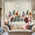 thumbnail image 2 of American Vintage Flowers Swag Valances for Windows 2 Pack Country Style Retro Texture Swag Kitchen Curtains 36 Inches Long Rod Pocket Short Window Treatment for Kitchen Bathroom 36"x36", 2 of 8