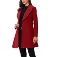 thumbnail image 1 of Abrigo elegante Inspire Chic para mujer, con cuello de chal, abrigo largo con cinturón de invierno, color rojo oscuro, 1 of 6