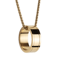 thumbnail image 1 of Collar Hombre con Dije de Anillo LUCKMAN, Acero Inoxidable con Baño Oro 18k, Color Plata o Negro, Modelo Henry dorado UNITALLA, 1 of 7