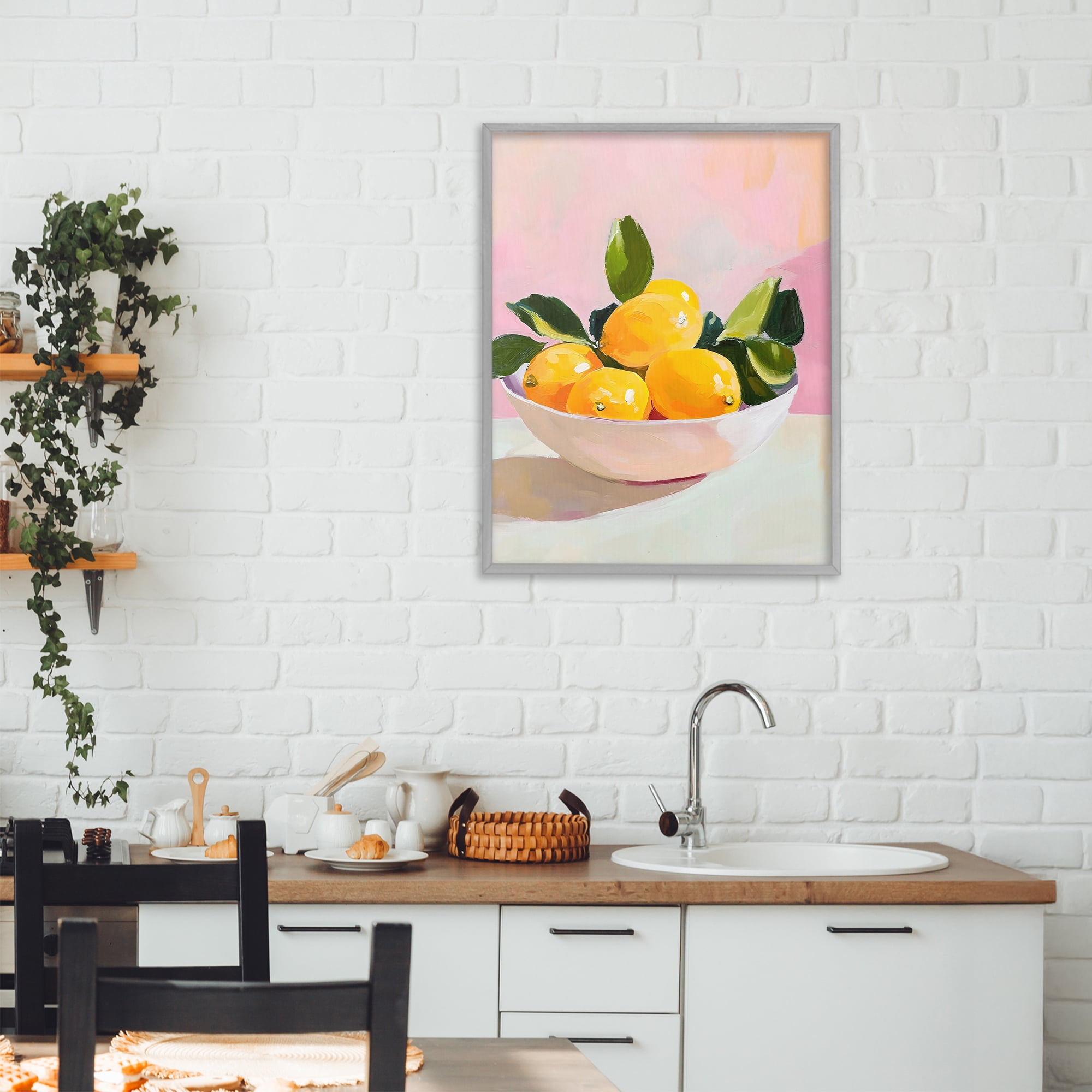 Stupell Industries Bowl of Lemons in Sunlight Gray Framed Giclee Art, design by The Prints Vibe