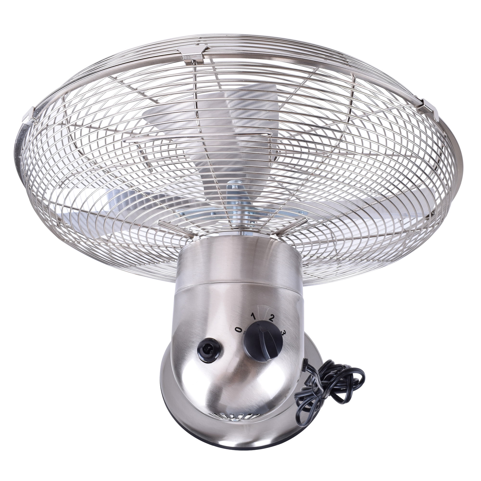 MAYEERTY 16in Metal Stand Fan, 4 Aluminum Blades Copper Motor, 3-Speed, Adjustable Height Tilt Oscillation for Garage Shop