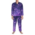 thumbnail image 3 of Picia Purple Bubble Abstract Art Pattern Men’s Long-Sleeve Sleepwear Set - Soft 2-Piece Loungewear with Pockets, Comfy PJs for Relaxing Nights-X-Large, 3 of 7