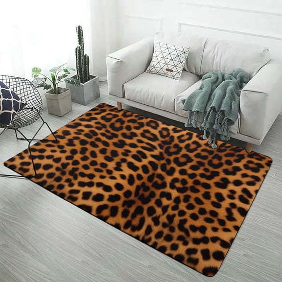 Brown Leopard Print Carpet Rug for Home Living Room Bedroom Sofa Doormat Decor Area Rug Non-slip Mat