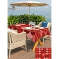 thumbnail image 4 of Outdoor Tablecloth with Umbrella Hole and Zipper, Red Fish Scale Rectangle Table Cloth 52x70 Inch Waterproof Tablecloth, Modern Geometric Ombre Abstract Moroccan Picnic Table Cover for Patio Camping, 4 of 7