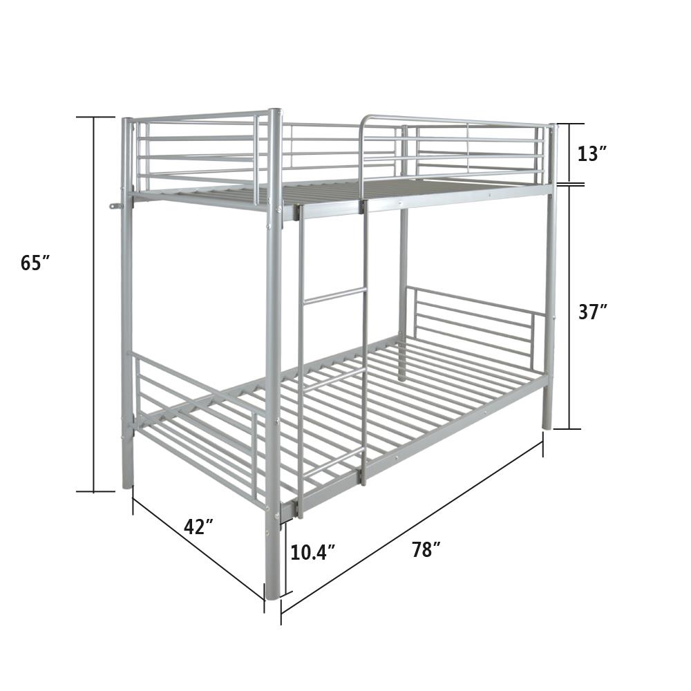 Zimtown Metal Bunk Bed Twin Over Twin Heavy Duty Bed Frame with Safety ...
