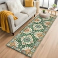 thumbnail image 2 of Green Orange Beige Boho 2'x6' Runner Rug, Retro Ethnic Tribal Abstract Art Washable Non-Slip Area Rugs for Hallway Kitchen Floor Bedroom Entryway, Laundry Carpet Decoration Indoor Mat, 2 of 9