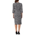 thumbnail image 3 of Vestido de mujer de tweed Inspire Chic, cuello barco, manga 3/4, largo hasta la rodilla, color negro, 3 of 6