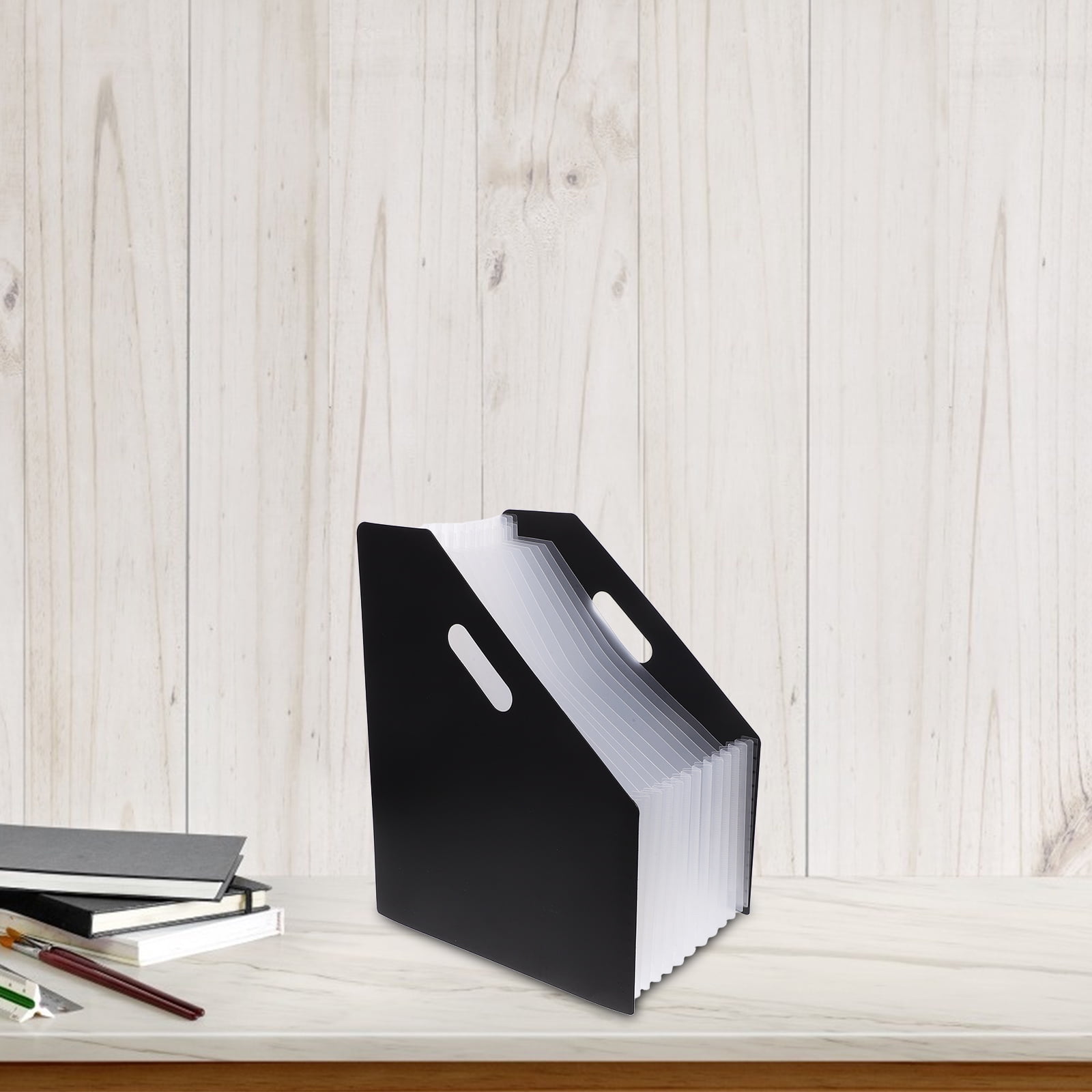 FOMIYES Stylish Black PP Accordion Folder Space-Saving Design for Office Use 2Pcs