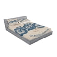 thumbnail image 2 of Ambesonne Vintage Fitted Sheet & Pillow Sham Set, Retro Chopper Rider, Queen, Slate Blue Tan, 2 of 2
