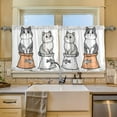 thumbnail image 2 of Yayeee Kitchen Curtains Tier Set of 2 Light Filtering 57"x24" Over Sink Window Panels, Gray Cute Chubby Cat, 2 of 7