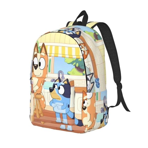 Netaao Bluey for Class, Work, Travel, or Laptop Canvas Daypack with Water Bottle Pocket-Small
