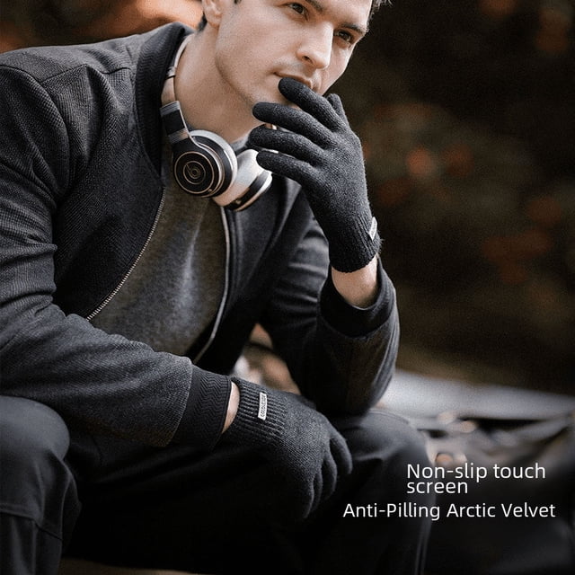 Guantes de punto de vellón de invierno para hombre, gruesos, cálidos, antideslizantes, de lana, con forro polar y antibolitas