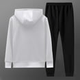 thumbnail image 3 of KKBOTIVE Mens Winter Coats Jogger Pants Sets 2 Piece Lined Hooded Jacket Sweatsuits Thicken Warm Sportswear, White, Size XXXXXL, 3 of 5
