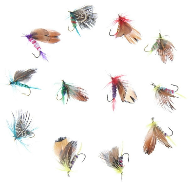 12pcs Fly Fishing Lure Set Style Insect Artificial Bait Feather