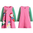 thumbnail image 4 of Toddler Girl Dress Long Sleeve Winter Christmas Clothes Cotton Casual Playwear Outfit Dresses Girl Dress WIth Printed And Solid Color Round Neck Casual Tunic Shirt Clothes, 4 of 7