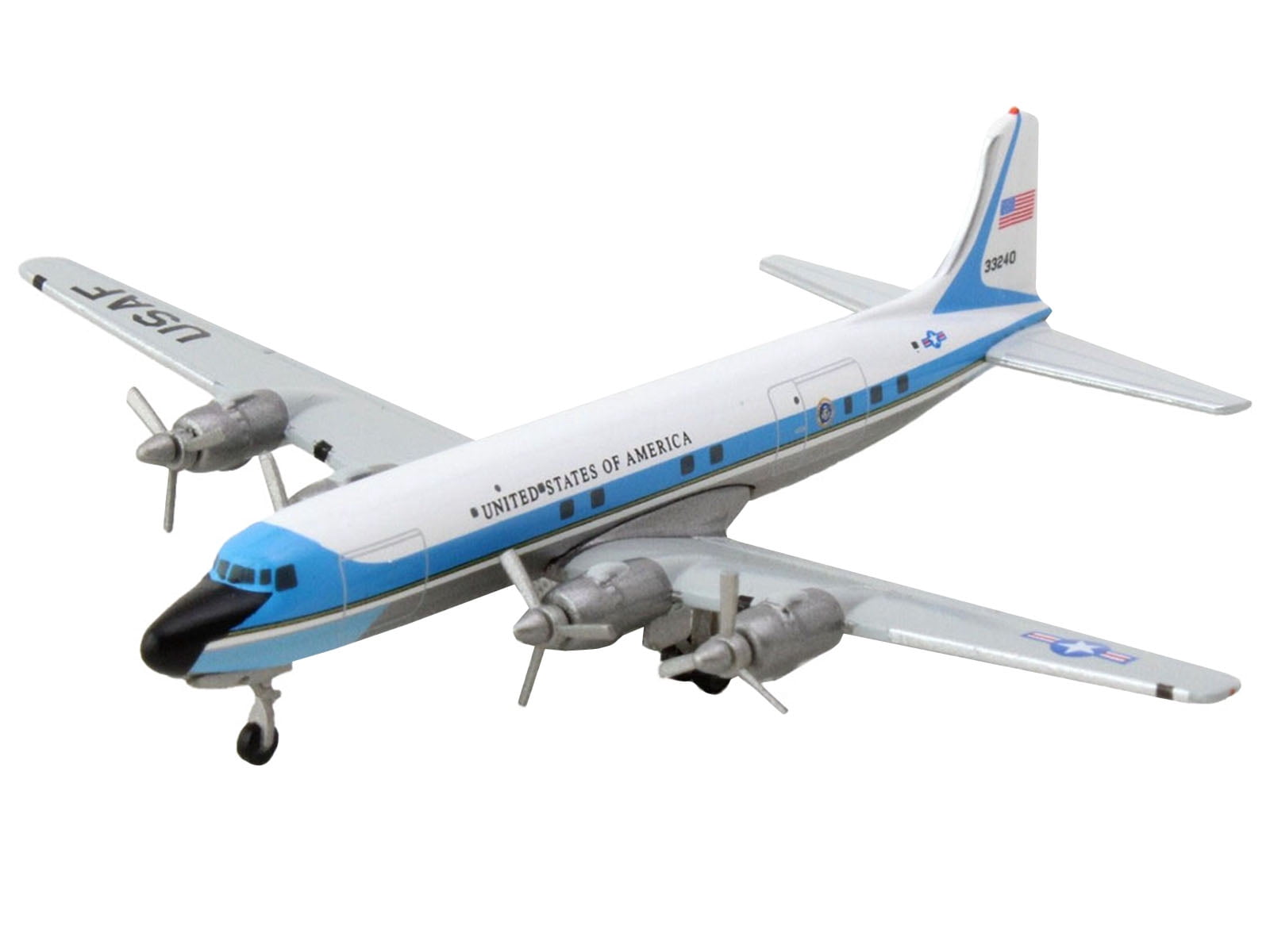 Douglas VC-118A Transport Aircraft "US Air Force One, Air Transport Wing" White with Blue 1/500 Diecast Model Airplane by Herpa