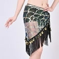 thumbnail image 7 of Xfvqtps Woman Sequin Dance Skirt Tassel Triangular Belt Belly Dancing Waist Towel Waist Chain Hip Towel Performance Skirt Gold, 7 of 7