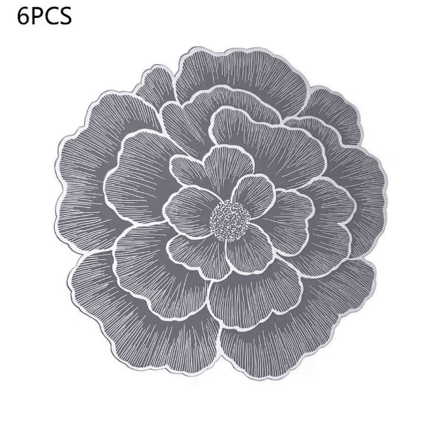 Papete decorativo de estilo Nórdico Peonía, Para tapete de estilo occidental, tapete de mesa PVC, 6PCS