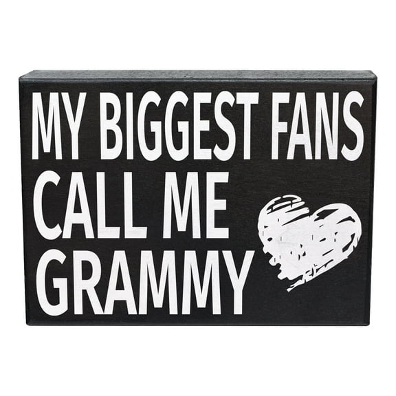 JennyGems My Biggest Fans Call Me Grammy Wooden Sign – Home Décor Shelf and Wall Display, Thoughtful Gift for Grammy
