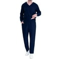thumbnail image 2 of Herrnalise Men Scrubs Set — Stretch Long Sleeve V-Neck Scrub Top & Straight Pant with 4 Pockets, Ideal For Doctors, Nurses, Dentists And Healthcare Professionals Navy, 2 of 7