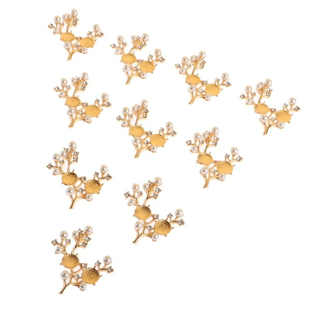 KLKCMS 10 Pieces Pearls Leaf Charms Pendant Alloy Jewelry Making Craft Gold A32
