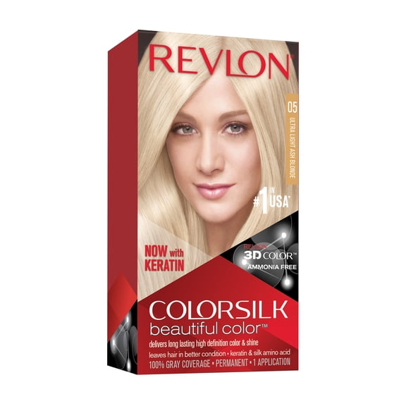 Revlon ColorSilk Beautiful Color Permanent Hair Color, 05 Ultra Light Ash Blonde, 1 count