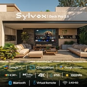 SYLVOX 43 Outdoor TV, 4K UHD Google Television for Partial Sun Outside with 1000nit Brightness, IP55 Weatherproof, Dolby Atmos, Voice Remote (Deck Pro 2.0)