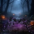 thumbnail image 6 of Halloween Giant Glowing Plush Spider Decorations Outdoor Poseable Spider Halloween Prop with LED Light-Up Eyes Legs Bendable Metal Wire Indoor Lawn Porch Yard Garden Party Scary Decor, 6 of 9