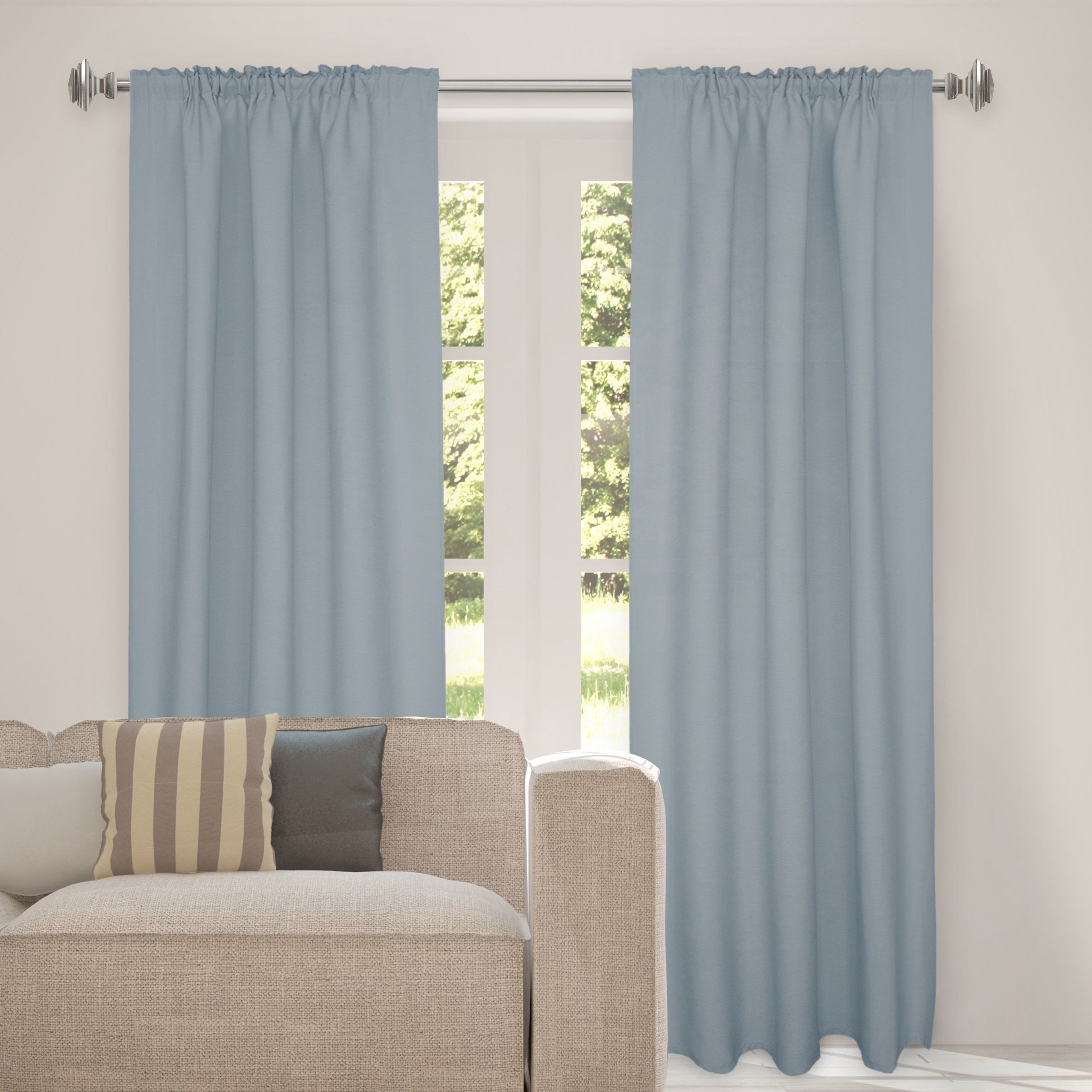 Better Homes & Gardens Metal Square Single Curtain Rod Brushed Nickel 120-180 Inch