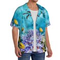 thumbnail image 3 of Lafuoo Corals and Tropical Fish Pattern Men's Cuban Collar Short Sleeve Shirt, Button-Down Resort Beach Pocket Shirt-Medium, 3 of 7