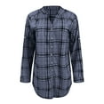 thumbnail image 5 of USSUMA Roll Up Sleeve Women Tops Dressy Casual Plus Size Button Up Loose Trendy T-Shirt Shirts Plaid Color Block Tunics Top Plus Size for Women V Neck Fall Female Blouse Long Sleeve, 5 of 6