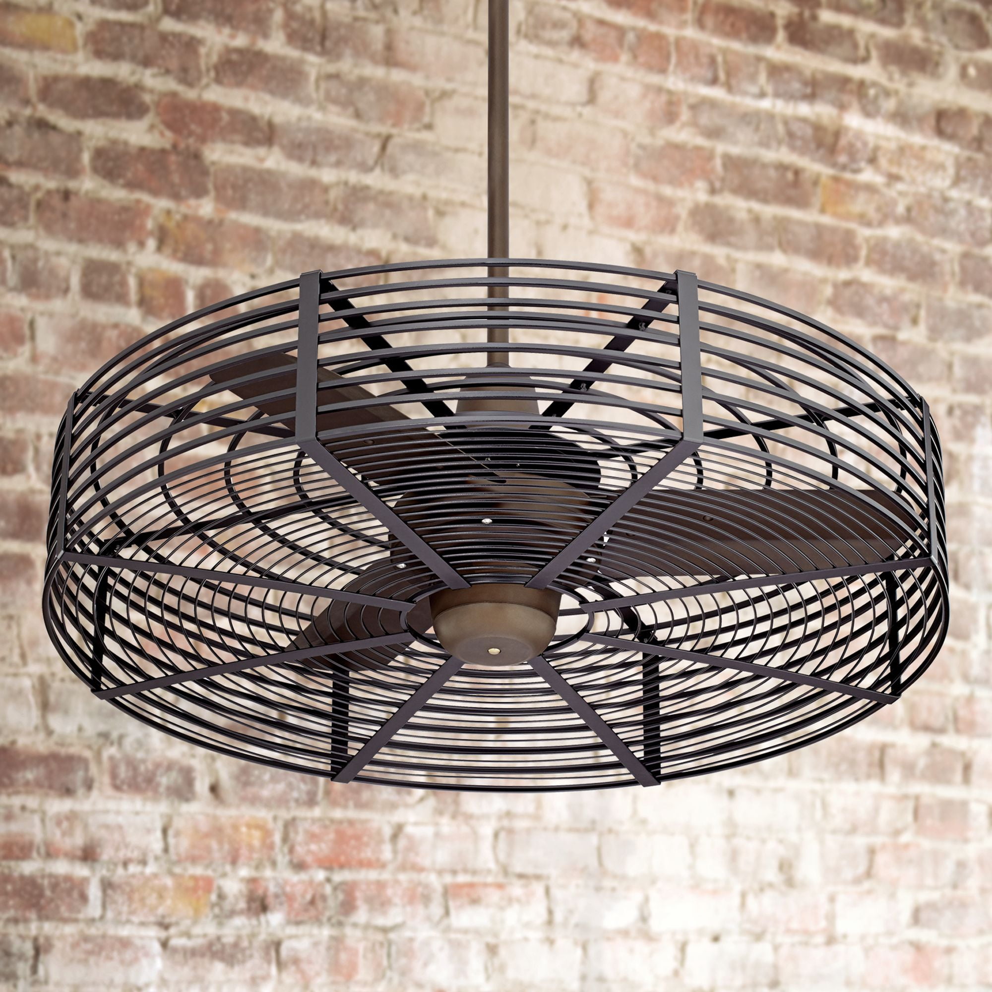 32 Casa Vieja Modern Industrial Cage Outdoor Ceiling Fan With Remote Oil Rubbed Bronze Black Damp Rated For Patio Porch Walmart Com