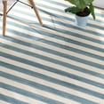 thumbnail image 3 of Home Conservatory Ladder Stripe Blue/Ivory Handwoven Wool Rug 2.5' x 8' - Blue/Ivory, 3 of 6