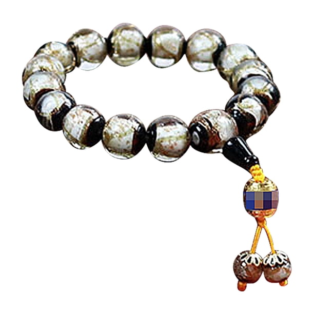 Pulsera de cristal de color blanco, cuentas de Buda, pulseras elásticas de cuentas de meditación de yoga para hombres y mujeres