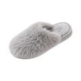 thumbnail image 2 of SAWOBUUN Womens Closed Toe Fuzzy Slippers Cozy Warm Fluffy Faux Fur House Slippers Winter Indoor Plush Scuff Slippers, 2 of 6