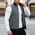 thumbnail image 5 of Riecok Mens Fleece Vests for Outdoors Sleeveless Stand Collar Zip up Jackets Thermal Solid Warm Casual Outerwear with Pockets Dark Gray 5XL, 5 of 8