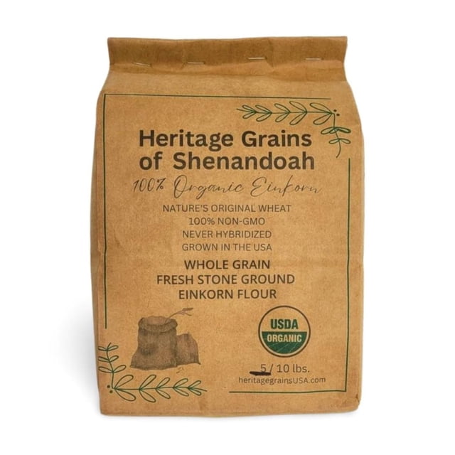 Organic Whole Grain Einkorn Flour, Fresh Stone-Ground & USA Grown, LMHF- great for gluten issues (Fresh Ground Flour, 5 lb.)