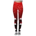 thumbnail image 2 of Gibobby Leggings para mujer Leggings de yoga ajustados con estampado navideño degradado para mujer, levantamiento de cadera, fitness,(Rojo,G), 2 of 5